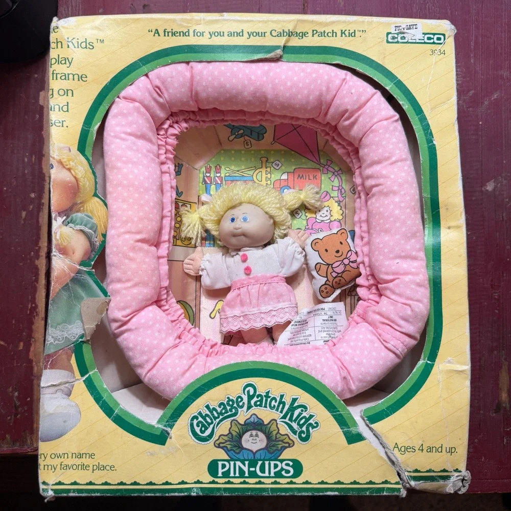 Vintage 1984 Cabbage Patch‎ Kids Pin-Ups Doll Pink Frame Coleco 3934 Wall Decor